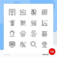 User Interface Pack of 16 Basic Outlines of locked options increase money gear Editable Vector Design Elements