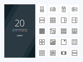 20 Layout Outline icon for presentation vector