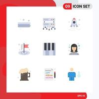 Modern Set of 9 Flat Colors and symbols such as student female rocket piano keyboard Editable Vector Design Elements