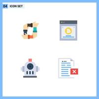 Modern Set of 4 Flat Icons Pictograph of teamwork split testing hands testing hydrant Editable Vector Design Elements