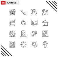 Set of 16 Modern UI Icons Symbols Signs for teapot pot floor outdoor dollar Editable Vector Design Elements