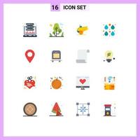 Editable Vector Line Pack of 16 Simple Flat Colors of map plus canon paint drops Editable Pack of Creative Vector Design Elements