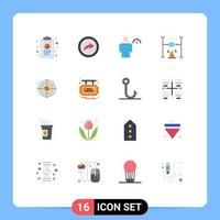 16 Thematic Vector Flat Colors and Editable Symbols of aim vacation body summer dinner Editable Pack of Creative Vector Design Elements