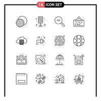 16 Universal Outlines Set for Web and Mobile Applications cloud photo home hang frame Editable Vector Design Elements