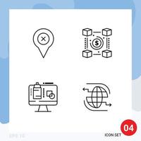 4 User Interface Line Pack of modern Signs and Symbols of add computer map network data Editable Vector Design Elements