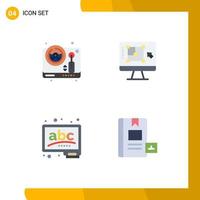 Group of 4 Flat Icons Signs and Symbols for steering abc play designing tool chalk Editable Vector Design Elements