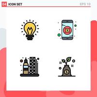 Modern Set of 4 Filledline Flat Colors Pictograph of bulb transportation light mobile budget Editable Vector Design Elements