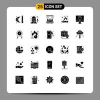 Set of 25 Modern UI Icons Symbols Signs for graph computer project flame bonfire Editable Vector Design Elements