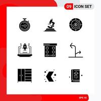 Set of 9 Modern UI Icons Symbols Signs for powder eye shadow budget beauty rocket Editable Vector Design Elements