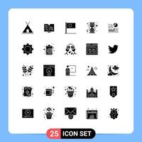 25 Universal Solid Glyphs Set for Web and Mobile Applications process laboratory asian lab flag Editable Vector Design Elements