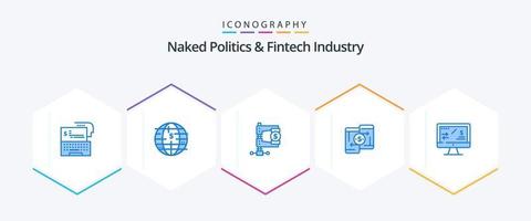 Naked Politics And Fintech Industry 25 Blue icon pack including payment. mobile. cryptocurrency. reform. income vector