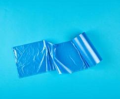 blue plastic bag for garbage photo