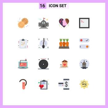 paquete de color plano de interfaz de usuario de 16 de signos y símbolos modernos del código de terminal de emoción del plan de planificación paquete editable de elementos creativos de diseño de vectores