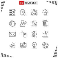 Set of 16 Vector Outlines on Grid for berry sd meeting microchip dissucation Editable Vector Design Elements