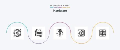 paquete de iconos de línea de hardware 5 que incluye aire. enfriador. hardware. computadora. computadora vector