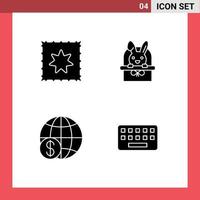 4 Thematic Vector Solid Glyphs and Editable Symbols of baby payment cart finance keyboard Editable Vector Design Elements