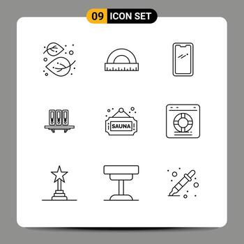 Mobile Interface Outline Set of 9 Pictograms of data files ruler samsung mobile Editable Vector Design Elements