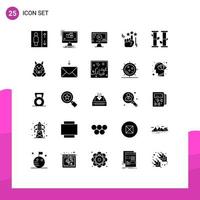 Pack of 25 creative Solid Glyphs of summer bamboo computer marketing hand Editable Vector Design Elements