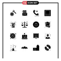 Group of 16 Solid Glyphs Signs and Symbols for message communication phone announcement switch Editable Vector Design Elements