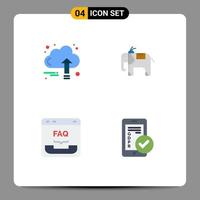 4 Universal Flat Icons Set for Web and Mobile Applications grow contact growth animal help Editable Vector Design Elements