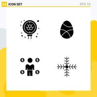 Group of 4 Modern Solid Glyphs Set for atom business search easter coin Editable Vector Design Elements