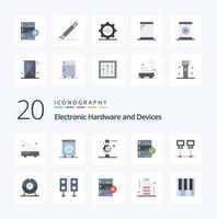 20 Devices Flat Color icon Pack like check backup equipment approve smart vector