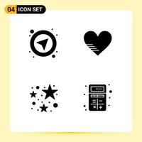 Universal Icon Symbols Group of 4 Modern Solid Glyphs of interface stare user like add Editable Vector Design Elements