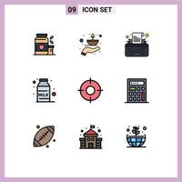 Set of 9 Modern UI Icons Symbols Signs for basic coffee lamp breakfast typewriter Editable Vector Design Elements