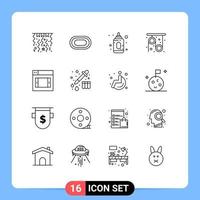 16 User Interface Outline Pack of modern Signs and Symbols of chemistry design child web research Editable Vector Design Elements