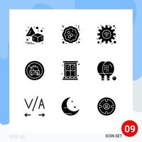 Pictogram Set of 9 Simple Solid Glyphs of exterior slash options off disabled Editable Vector Design Elements