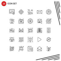 Universal Icon Symbols Group of 25 Modern Lines of business interface camping user mail Editable Vector Design Elements