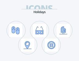 Holidays Blue Icon Pack 5 Icon Design. ice. cold. holiday. beach. glasses vector