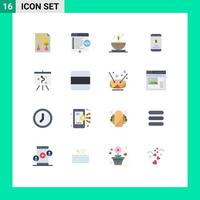 Pictogram Set of 16 Simple Flat Colors of board mobile payment window mobile money candle in bowl Editable Pack of Creative Vector Design Elements