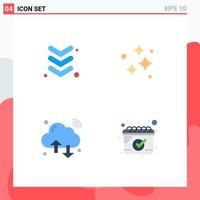 Set of 4 Modern UI Icons Symbols Signs for arrow internet clean wash iot Editable Vector Design Elements