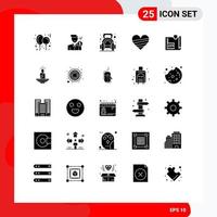 Set of 25 Modern UI Icons Symbols Signs for love gym payment dumbbell fitness Editable Vector Design Elements