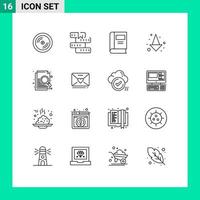 Group of 16 Modern Outlines Set for file full study down read Editable Vector Design Elements