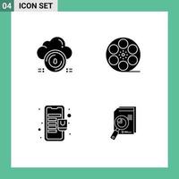 Set of 4 Modern UI Icons Symbols Signs for safe bag cloud play mobile Editable Vector Design Elements
