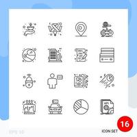 Set of 16 Commercial Outlines pack for astronaut multiplayer feminism internet game Editable Vector Design Elements