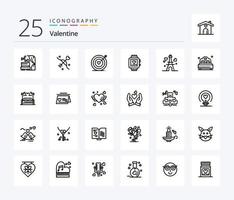 Valentine 25 Line icon pack including love. love. archery. day. valentine vector