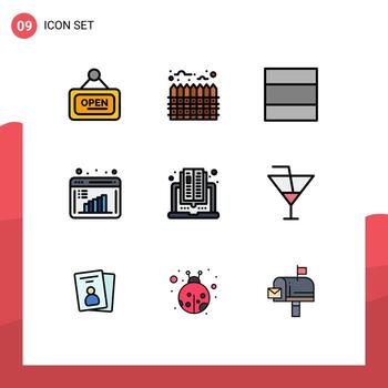 9 Creative Icons Modern Signs and Symbols of reading computer grid book data computation Editable Vector Design Elements