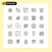 concepto de 25 líneas para sitios web móviles y aplicaciones datos de Internet calendario de computación elementos de diseño de vectores editables