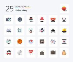 Fathers Day 25 Flat Color icon pack including date. love. avatar. fathers day. dad vector