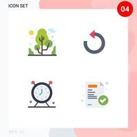 4 Universal Flat Icon Signs Symbols of plant schedule refresh repeat timer Editable Vector Design Elements