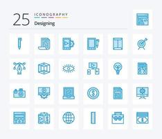 Designing 25 Blue Color icon pack including box. open. setting. rack. design vector