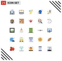 25 Universal Flat Color Signs Symbols of lock security mind people global Editable Vector Design Elements