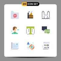 Stock Vector Icon Pack of 9 Line Signs and Symbols for hair beauty factory river harbor Editable Vector Design Elements