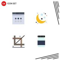 4 User Interface Flat Icon Pack of modern Signs and Symbols of internet crop website space development Editable Vector Design Elements