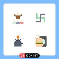 Flat Icon Pack of 4 Universal Symbols of encourage camping mentorship indian gas Editable Vector Design Elements