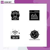 Solid Glyph Pack of 4 Universal Symbols of virtruvian public sign scane communication signal Editable Vector Design Elements