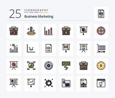 paquete de iconos rellenos de 25 líneas de marketing empresarial, incluida la economía. negocio. estampilla. bolsa. estadísticas vector